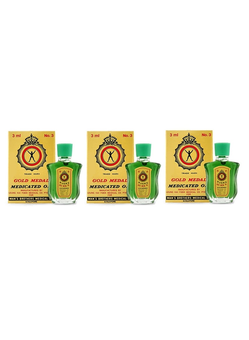 جولد ميدال 3 عبوات زيت مكافحة الرياح العلاجي من الوسام الذهبي - 3x3 مل - Image 1