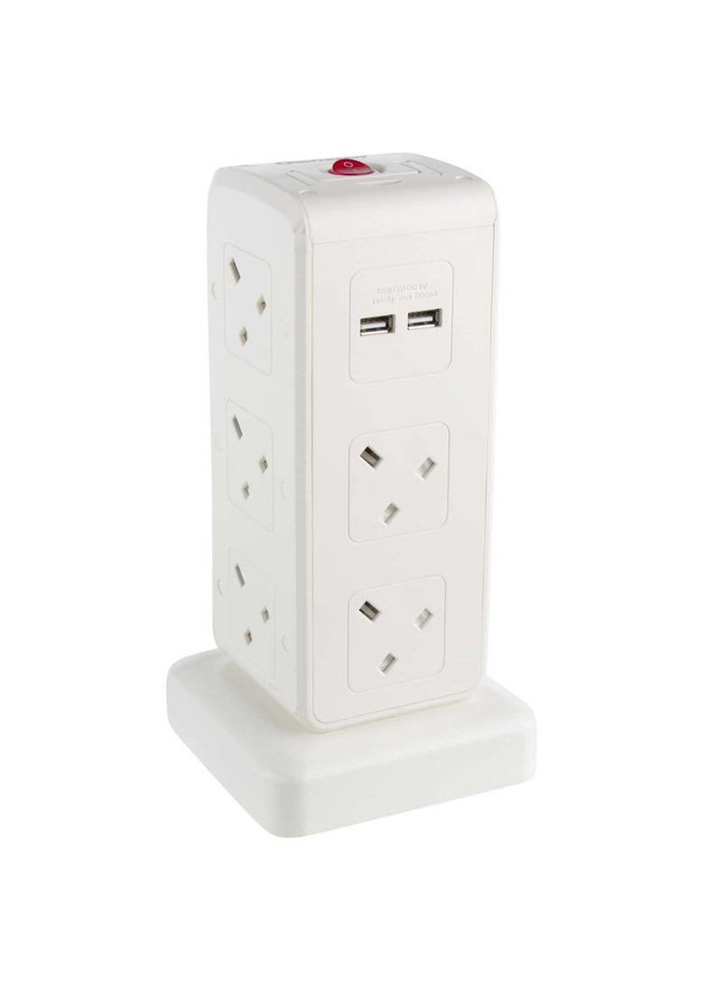 Oshtraco 10-Way Power Extension Cord W/ 4 USB Ports 2m