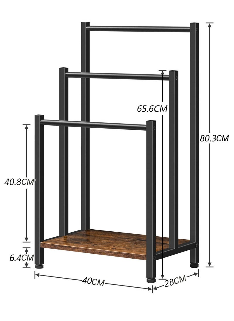XiuWoo - 3-Tier Large Capacity Freestanding Metal Folding Towel Rack, Anti-rust Coating Metal Ladder Towel Holder, Drying Stand, Bathroom Bath Organizer Rack, Home Dispaly Rack - Image 1