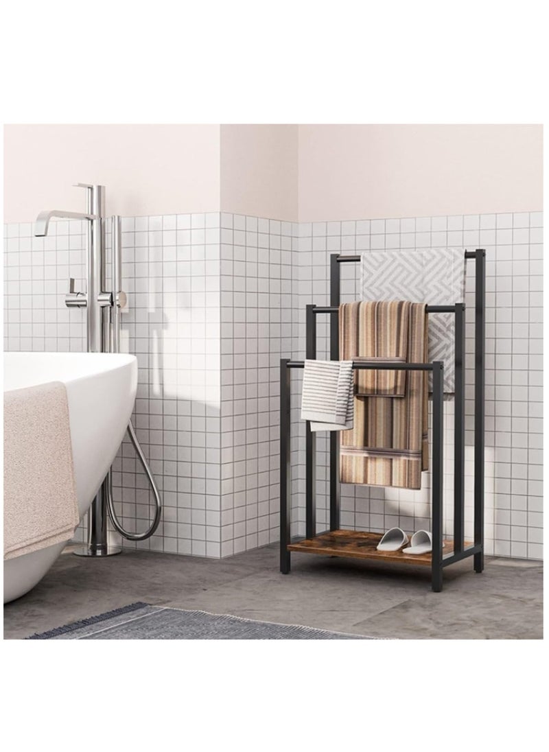 XiuWoo - 3-Tier Large Capacity Freestanding Metal Folding Towel Rack, Anti-rust Coating Metal Ladder Towel Holder, Drying Stand, Bathroom Bath Organizer Rack, Home Dispaly Rack - Image 1