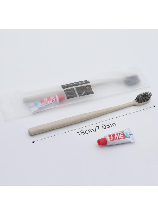30 Count Disposable Toothbrushes with Mini Toothpaste Individually Wrapped, Travel Size Toothbrush Set Kit, On The Go Disposable Toothbrush for Travel, Hotel, Guest Bathroom Essentials - Image 3