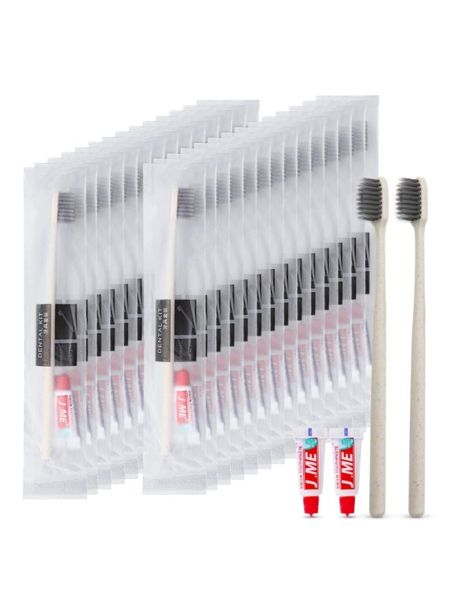 30 Count Disposable Toothbrushes with Mini Toothpaste Individually Wrapped, Travel Size Toothbrush Set Kit, On The Go Disposable Toothbrush for Travel, Hotel, Guest Bathroom Essentials - Image 1