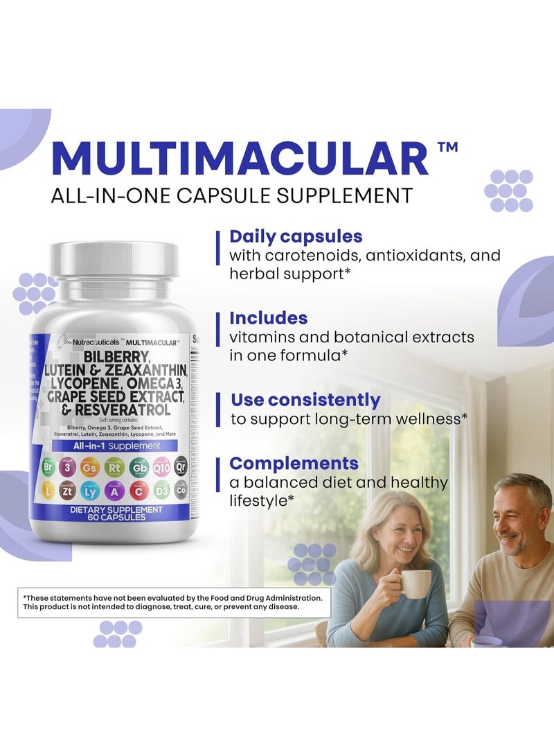 كلين نيوتراسيوتيكالز فيتامينات كلين نوترا للعين مع لوتين التوت البري وزياكسانثين ومكملات الليكوبين 40 ملغ ريسفيراترول بذور العنب استاكسانتين للعينين - دعم صحة العين فيتامين ومكملات معدنية - Image 4