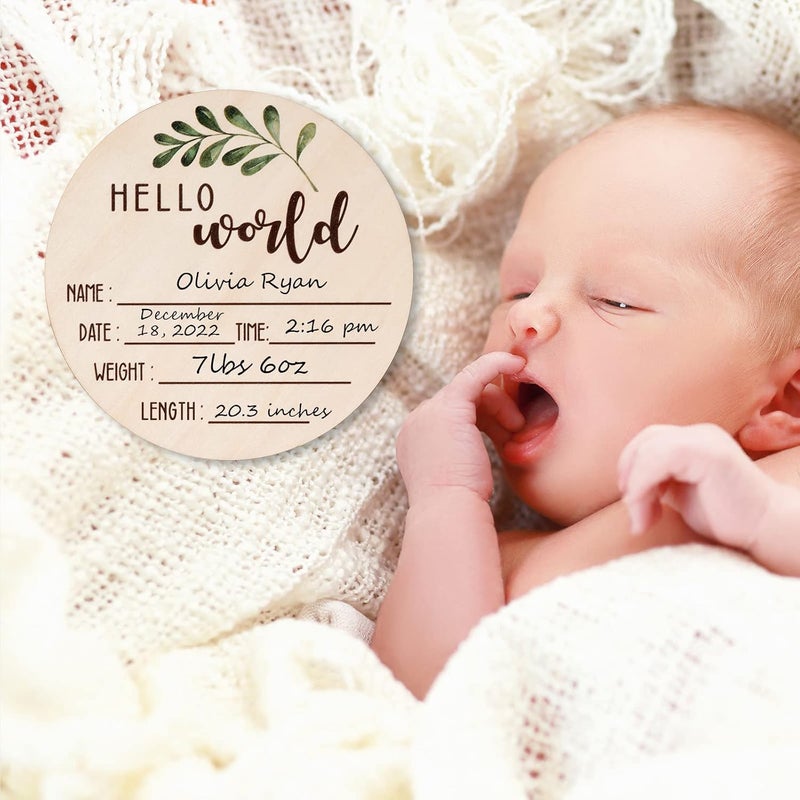 Al Raied ARS® Baby Announcement Sign for Newborn - Double-Sided Hello World Birth Announcement - Image 5