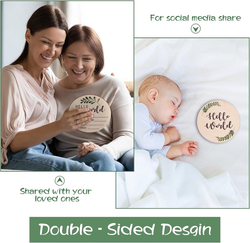 Al Raied ARS® Baby Announcement Sign for Newborn - Double-Sided Hello World Birth Announcement - Image 4