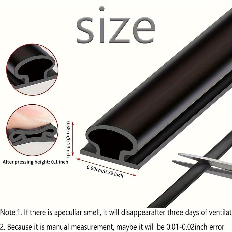 1 Roll 236.22 Inches Black Door Sealing Strip Premium Self Adhesive Window Weather Strip for Large Gap Frame in Retail Stores Restaurants Hotels - Image 1
