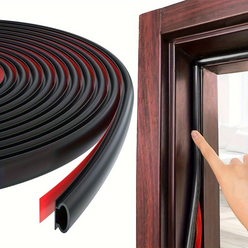 1 Roll 236.22 Inches Black Door Sealing Strip Premium Self Adhesive Window Weather Strip for Large Gap Frame in Retail Stores Restaurants Hotels - Image 2
