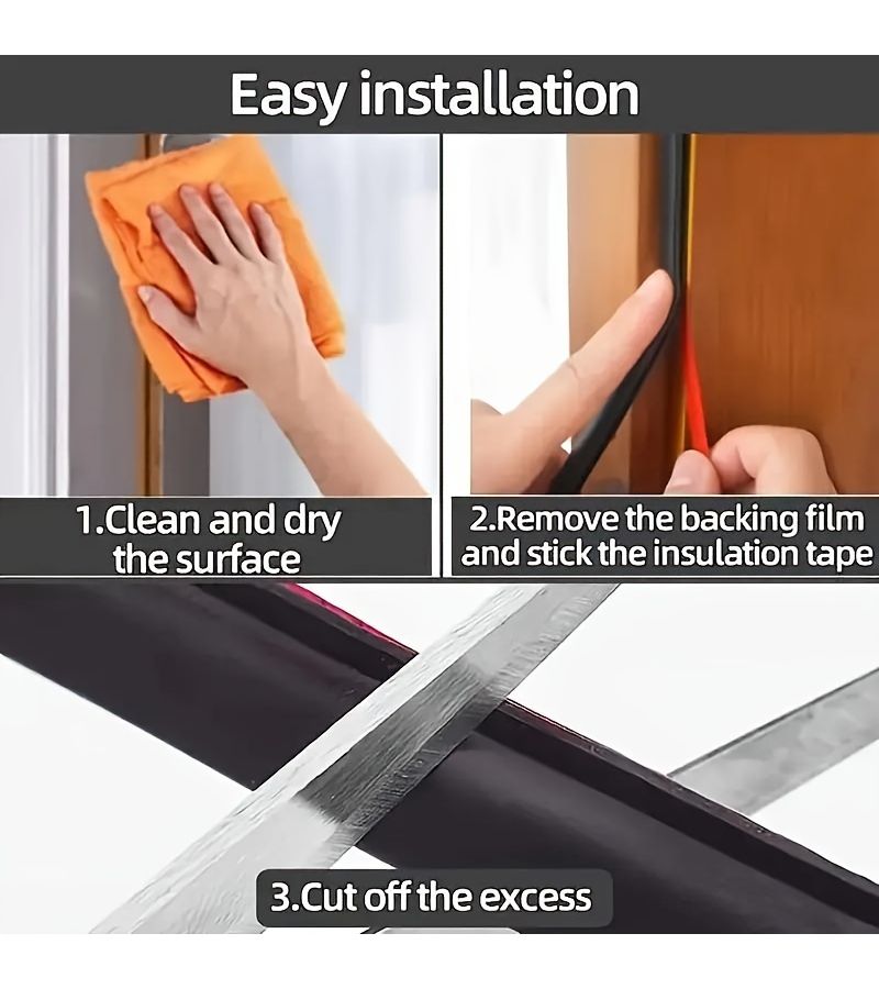 1 Roll 236.22 Inches Black Door Sealing Strip Premium Self Adhesive Window Weather Strip for Large Gap Frame in Retail Stores Restaurants Hotels - Image 5