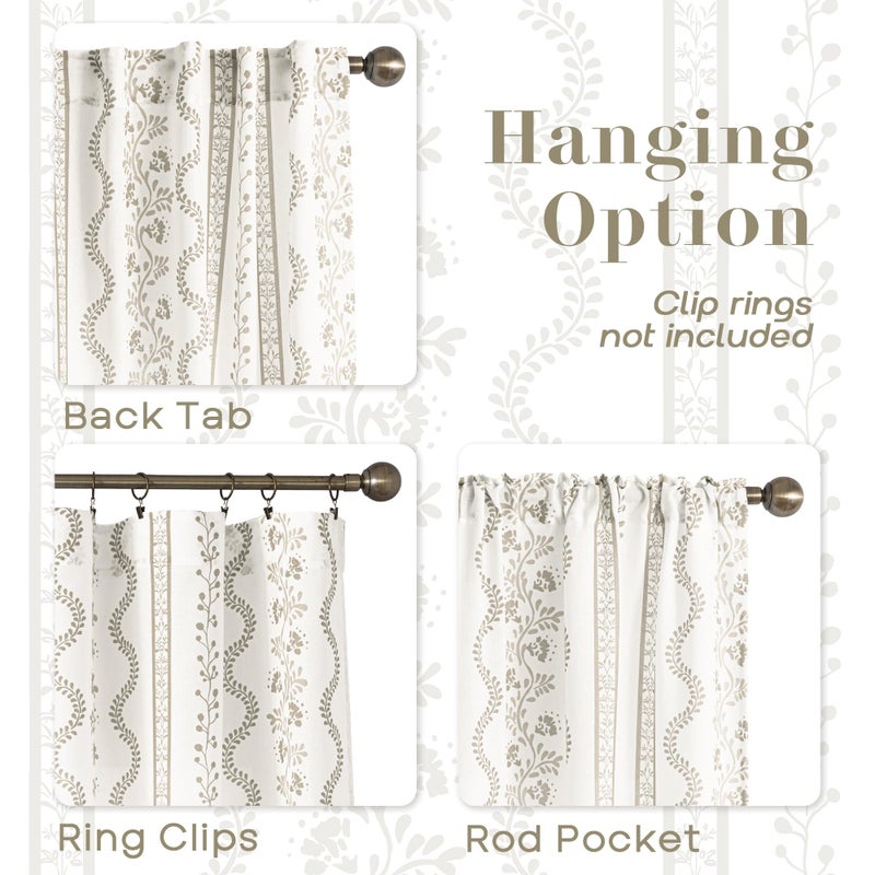 Lino Rosa Beige Cream and Taupe Neutral Floral Farmhouse Curtains, Vintage Antique Botanical Pattern Sheer Natural Fabric Linen Drapes for Living Room Bedroom Dining Room 84 Inches Long - Image 5