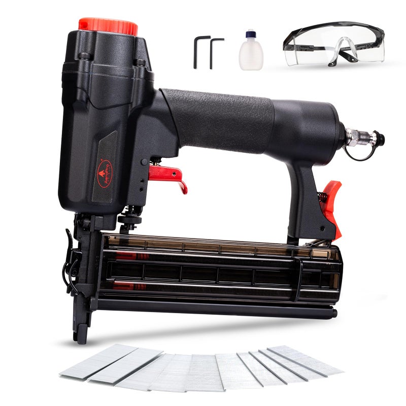 AEROPRO Tools Pneumatic Brad Nailer, 18 Gauge 2 in 1 Air Brad Nail Gun and Staple Gun with 1000pcs Nails for Upholstery, DIY Project, Woodworking - Image 1