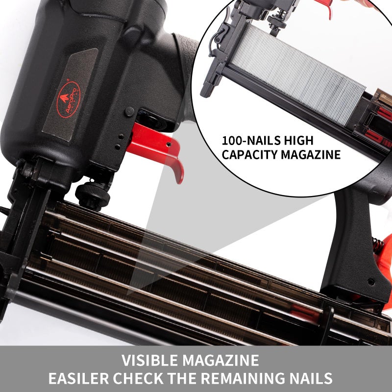 AEROPRO Tools Pneumatic Brad Nailer, 18 Gauge 2 in 1 Air Brad Nail Gun and Staple Gun with 1000pcs Nails for Upholstery, DIY Project, Woodworking - Image 4