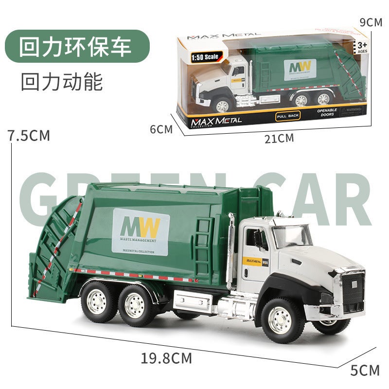 Alloy Engineering Vehicle Model Pull-Back Car Kidsren'S Toy Oil Tanker Fire Water Spray Dump Mixer Truck Truck - Image 3