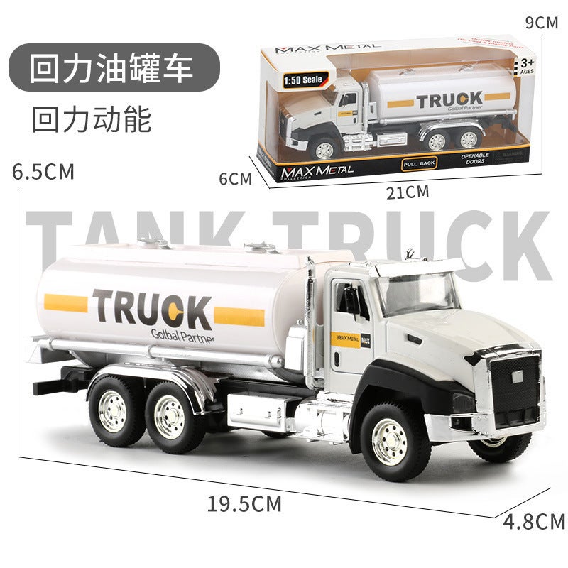 Alloy Engineering Vehicle Model Pull-Back Car Kidsren'S Toy Oil Tanker Fire Water Spray Dump Mixer Truck Truck - Image 1