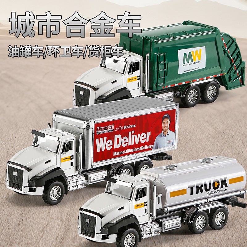 Alloy Engineering Vehicle Model Pull-Back Car Kidsren'S Toy Oil Tanker Fire Water Spray Dump Mixer Truck Truck - Image 5