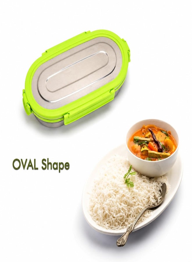 Gcrox AirTight Solo Oval Lunch Box Stainless Steel Lunch Box 4 Side Clip Lock Lid Tiffin Box Leakproof Food Container Dabba for School & Office 650 ml - Image 4