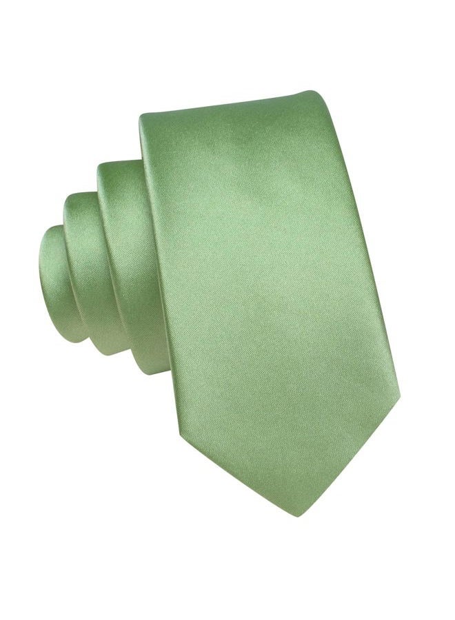 Hi-Tie Father and Son Tie Set Striped Plaid Ties for Men and Boys Silk Necktie Pocket Square Set for Wedding Gifts, Sage Green, M - Image 5