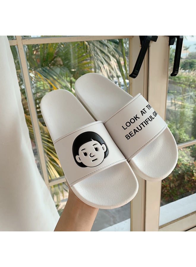 Korean Summer New Cool Student Boys And Girls Flats Slippers Outer Wear Letter Couple Slippers Trbottomy