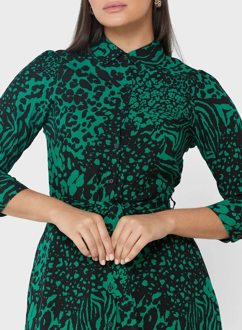 NEW LOOK Printed Button Detail  Shirt Dress
