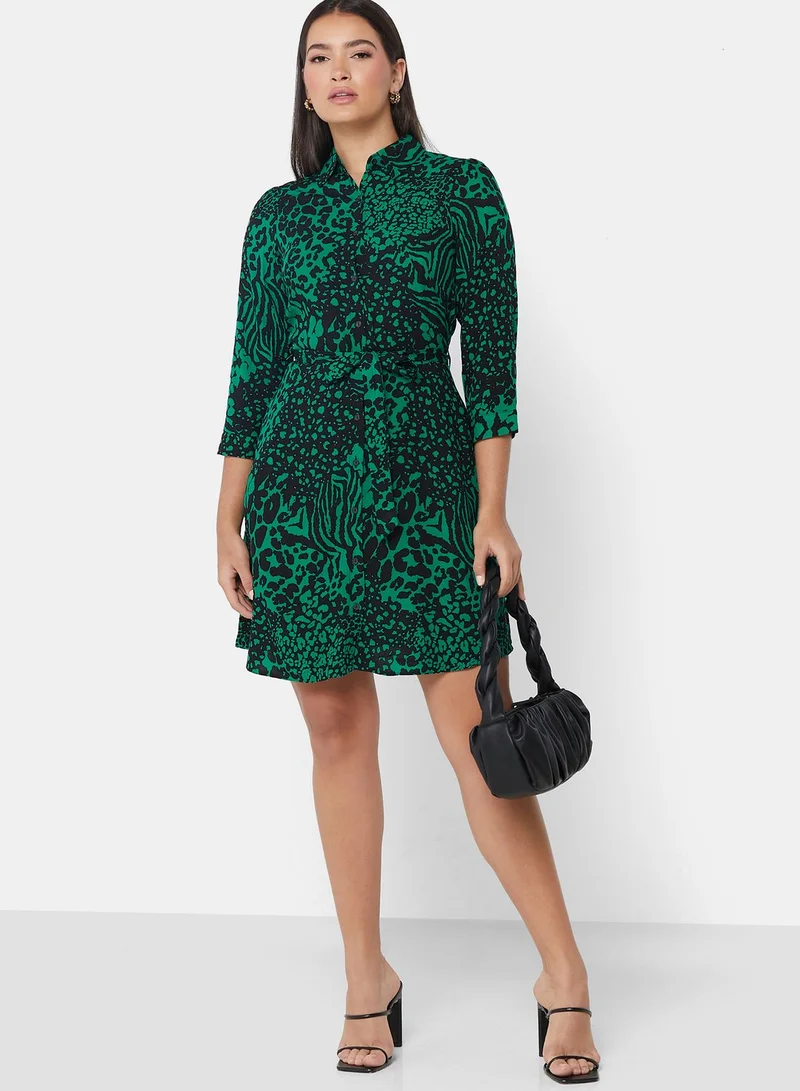 NEW LOOK Printed Button Detail  Shirt Dress