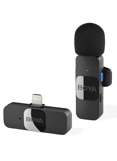 BY-V1 ميكروفون لاسلكي Lavalier لهواتف iPhone iPad، ميكروفون خارجي صغير متعدد الاتجاهات مزود بمشبك لميكروفون iPhone لتسجيل الفيديو والبودكاست والبث المباشر على YouTube