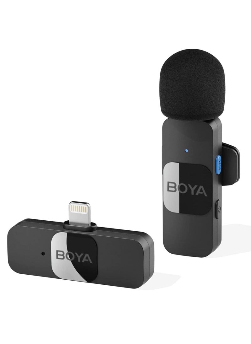 BOYA - BY-V1 Wireless Lavalier Microphone for iPhone iPad Phone Omnidirectional External Mini Lapel Lightning Microphone for iPhone Clip-On Mic for Video Recording Podcast YouTube Live Streaming - Image 1