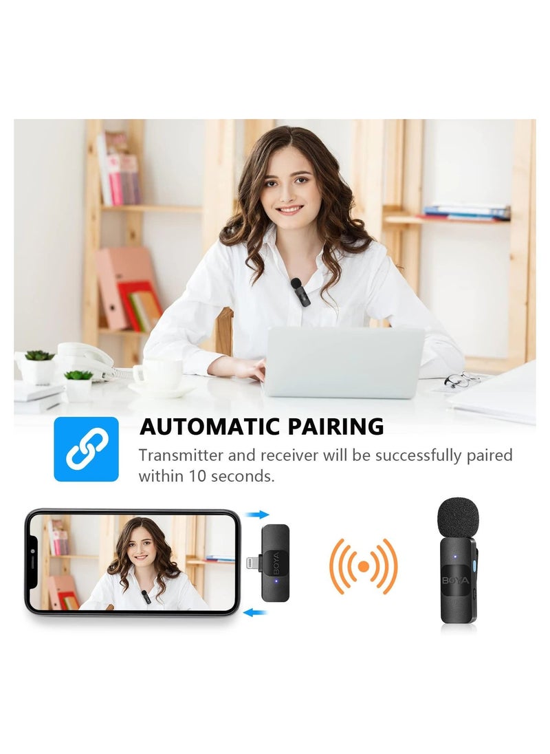 BOYA - BY-V1 Wireless Lavalier Microphone for iPhone iPad Phone Omnidirectional External Mini Lapel Lightning Microphone for iPhone Clip-On Mic for Video Recording Podcast YouTube Live Streaming - Image 1
