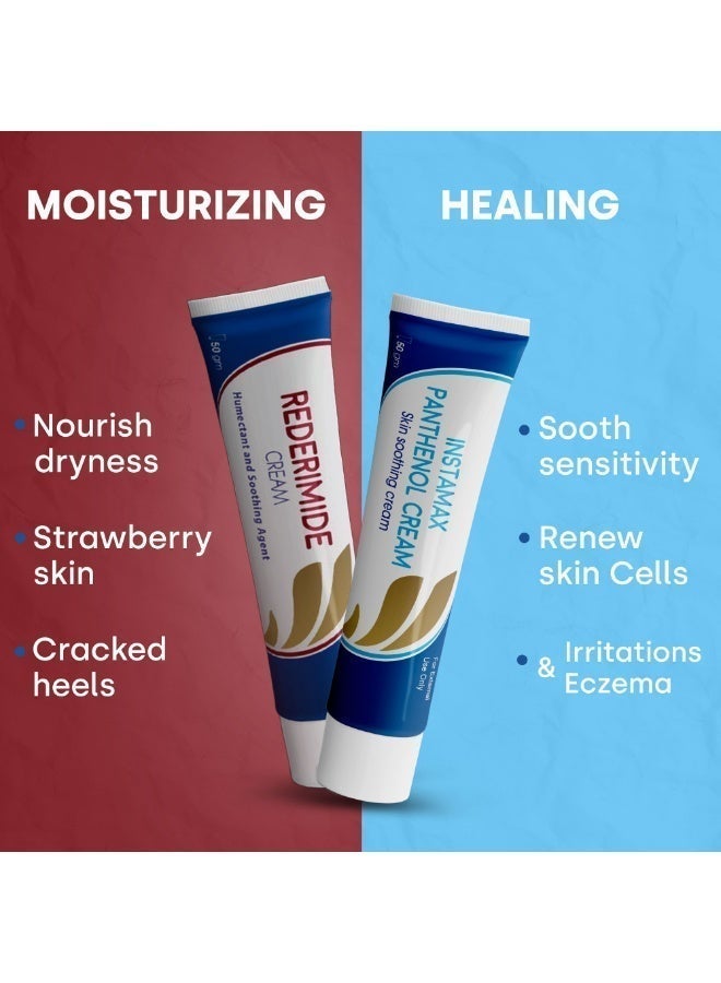 UBM Skincare Bundle -Rederimide 10% Urea Cream & Instamax Panthenol Cream- For Irritated Skin,Cracked Heels, Strawberry Skin, Pigments & Exfoliation. - Image 2