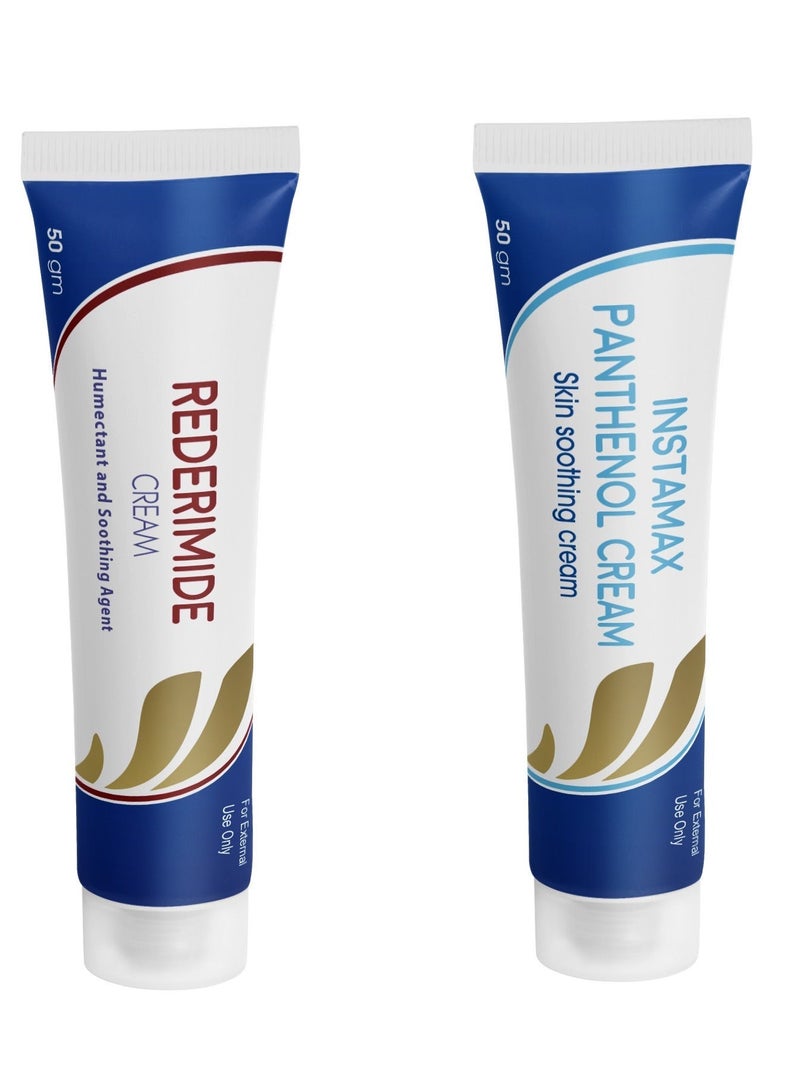 UBM Skincare Bundle -Rederimide 10% Urea Cream & Instamax Panthenol Cream- For Irritated Skin,Cracked Heels, Strawberry Skin, Pigments & Exfoliation. - Image 1