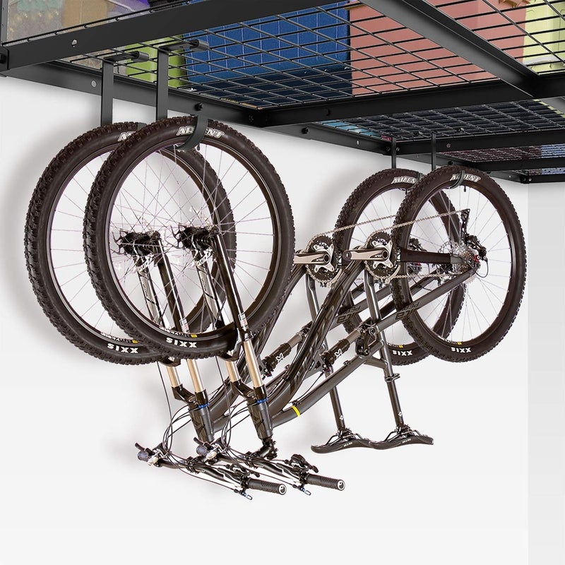 FLEXIMOUNTS 4 Pack Add On Storage Flat Hook Accessory for Garage Ceiling Rack and Wall Shelving, Max Weight Capacity up to 50lbs, Black - Image 5