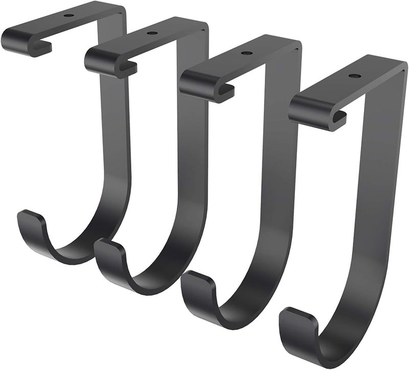 FLEXIMOUNTS 4 Pack Add On Storage Flat Hook Accessory for Garage Ceiling Rack and Wall Shelving, Max Weight Capacity up to 50lbs, Black - Image 1
