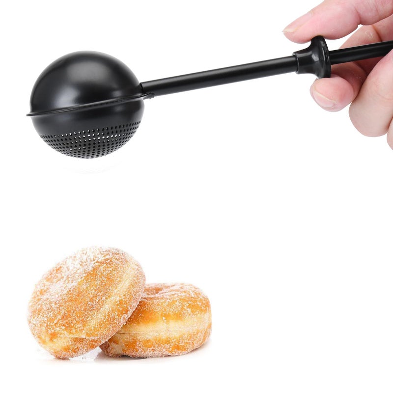 HULISEN Flour Duster for Baking OneHanded Operation 304 Stainless Steel Powdered Sugar Shaker Duster Pick Up and Dust Flour Sifter Gift Package Black - Image 2