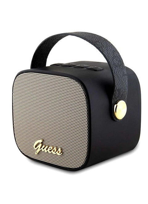 Portable wireless Bluetooth speaker, with strong and clear sound, suitable for home parties and trips, with an elegant design suitable for home decorations in Black. From Guess