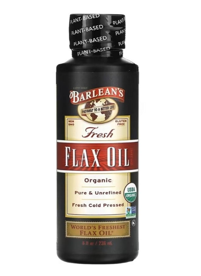 BARLEAN'S - Organic Fresh Flax Oil 8 fl oz 236 ml - Image 1