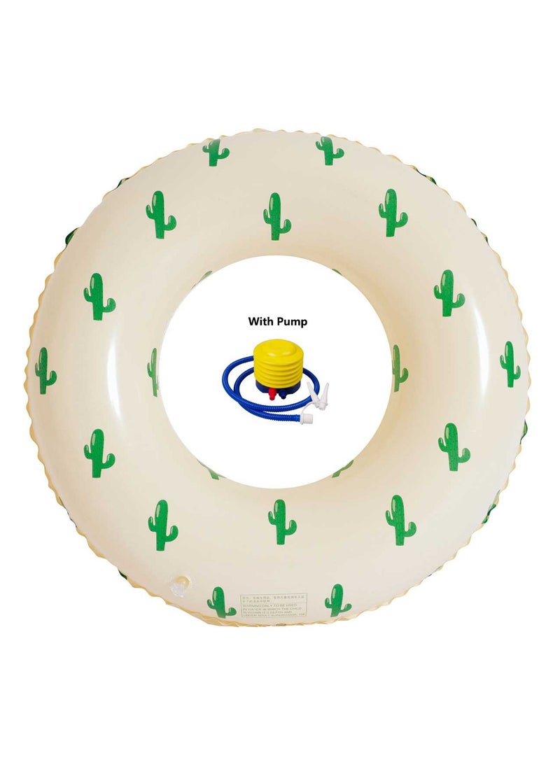 Cactus Printed Swimming Ring Inflatable Pool Float Floaties Air Sofa Floating Large Backrest Mesh Bottom Water Party Summer Beach 