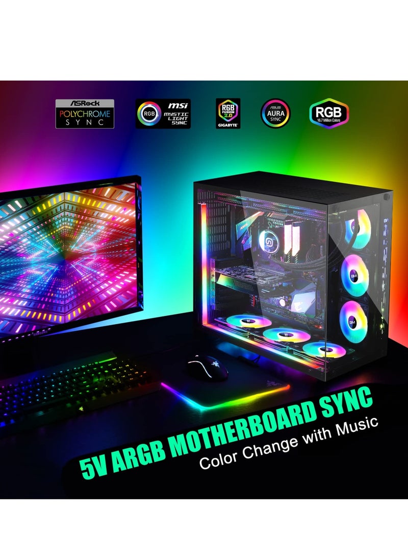 Magnetic RGB LED Strip for Gaming PC - 0.98ft Addressable Rainbow Light, 5V ARGB 4Pin Compatible with Asus, Asrock, Gigabyte, GIM Hub - Image 5