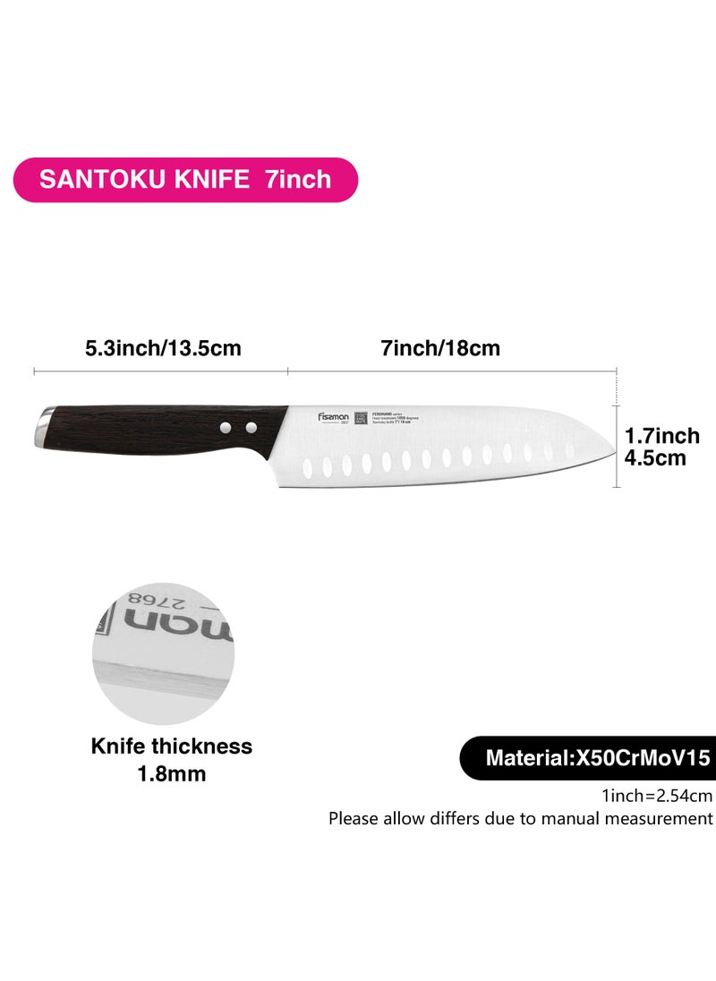 Fissman 7'' Santoku Knife  Ferdinand Series with Sharp Blade and Sturdy Non Slip Handle Minimalist Design Stainless Steel Suitable for Home Restaurant  - Image 3