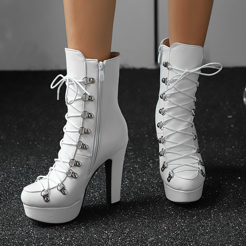 Winter Fashion Super High Heel 40-50 Super Plus Size Low Thick Bottom Low Boots - Image 2