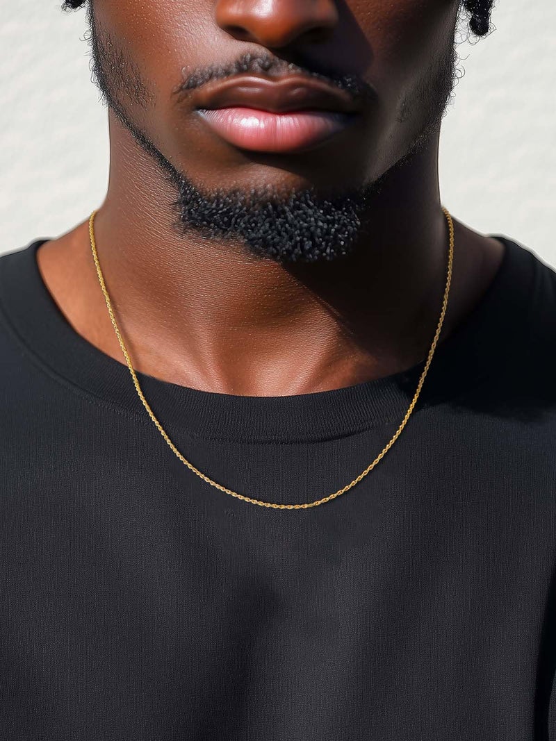 ChainsHouse Mens Gold Rope Chain, 1.5MM Wide Hip Hop Jewelry 14K Gold Twisted Rope Chains Necklace for Men Women, 22" - Image 5