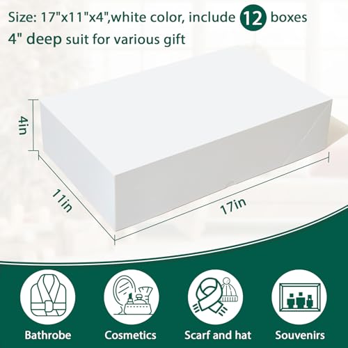 YANGTE 12 Premium Gift Boxes with Lids for Presents Extra Large White Boxes for Wrapping Gifts 4inch Deep Clothing Gift Boxes for Robe Sweater Shirt and Christams Gift - Image 5
