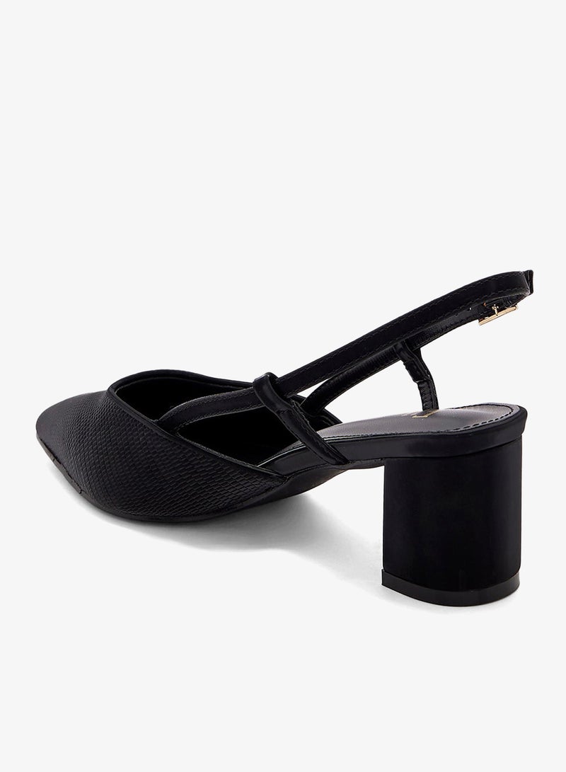 ELLA Textured Block Heel Back Strap Pump - Image 3