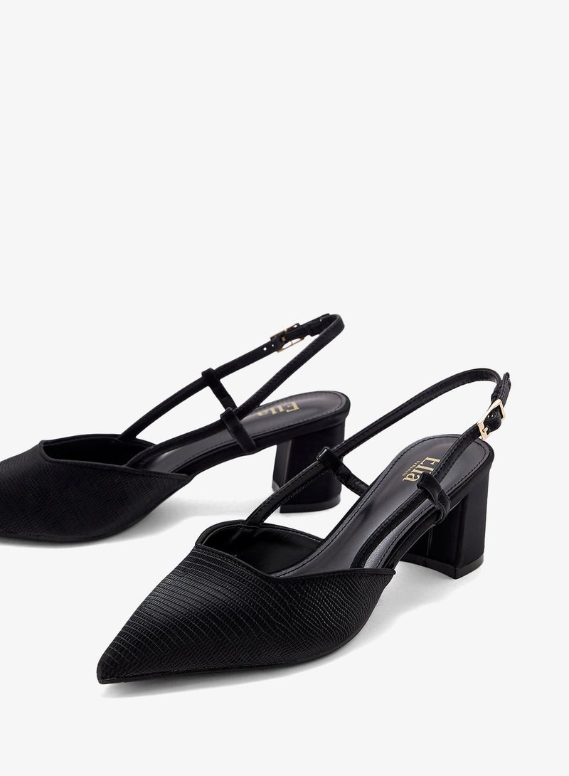 ELLA Textured Block Heel Back Strap Pump - Image 4