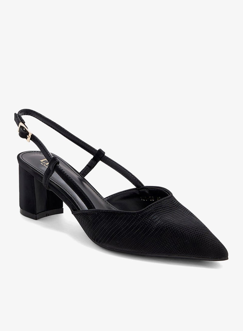 ELLA Textured Block Heel Back Strap Pump - Image 2