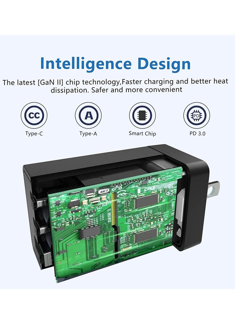 USB C Plug, 45W USB C Charger Plug for i phone 13, 2 Ports PD & QC 3.0 Power Adapter Charger, USB C Wall Charger Fast Charging for i phone 13 Pro/12 Pro Max/11 XS XR X, Samsung, i Pad, Black - Image 3