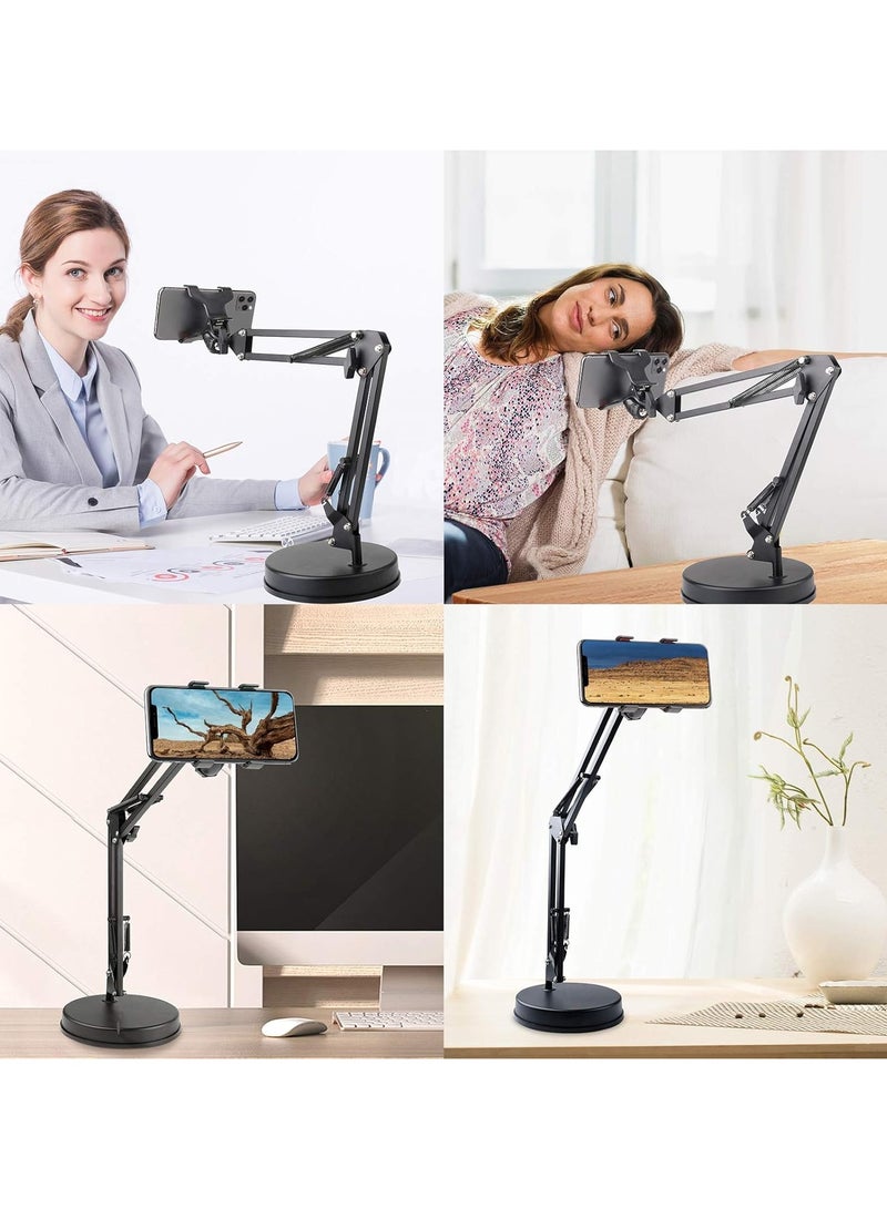 LIXES Phone Video Stand,Chromlives Phone Mount Stand Desktop Articulating Arm Phone Table Top Stand with Base,Adjustable 360° Cell Phone Holder Tablet Stand  - Image 2
