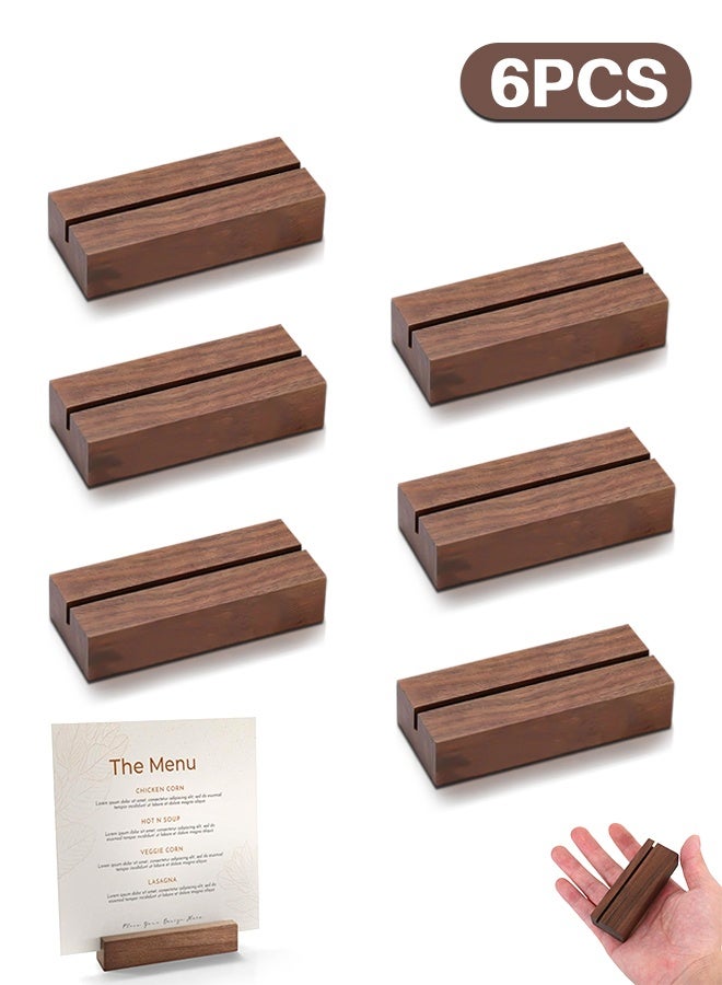 Sweet Life 6 pcs Oak Wood Place Card Holder Walnut Color Wooden Acrylic Sign Holder Table Decor Picture Display Stands, Centerpieces Table Number Signs for Holiday Decoration Wedding Party Events - Image 1