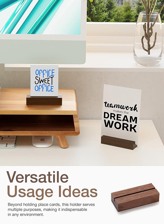 Sweet Life 6 pcs Oak Wood Place Card Holder Walnut Color Wooden Acrylic Sign Holder Table Decor Picture Display Stands, Centerpieces Table Number Signs for Holiday Decoration Wedding Party Events - Image 2