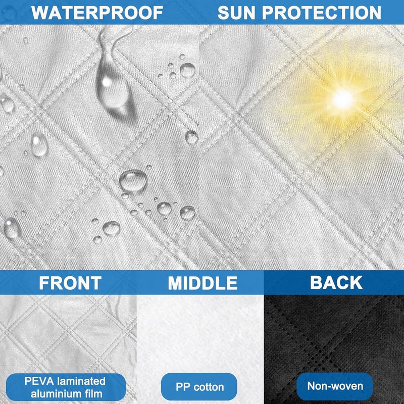 LC-AUTO Car Windshield Cover Sunshade for T5 T6 - Silver and Black Thermal Blind - Image 4