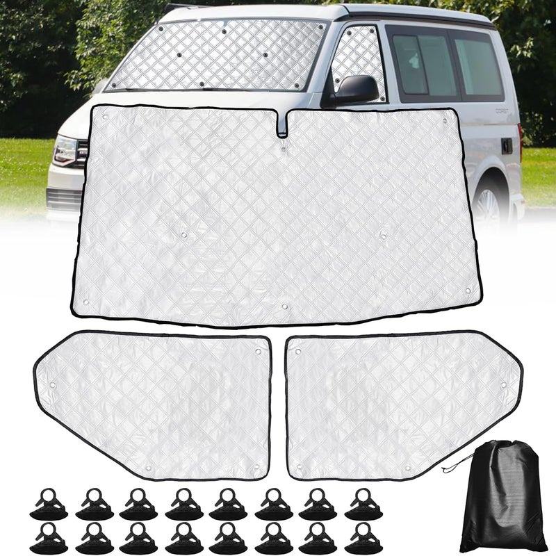 LC-AUTO Car Windshield Cover Sunshade for T5 T6 - Silver and Black Thermal Blind - Image 1