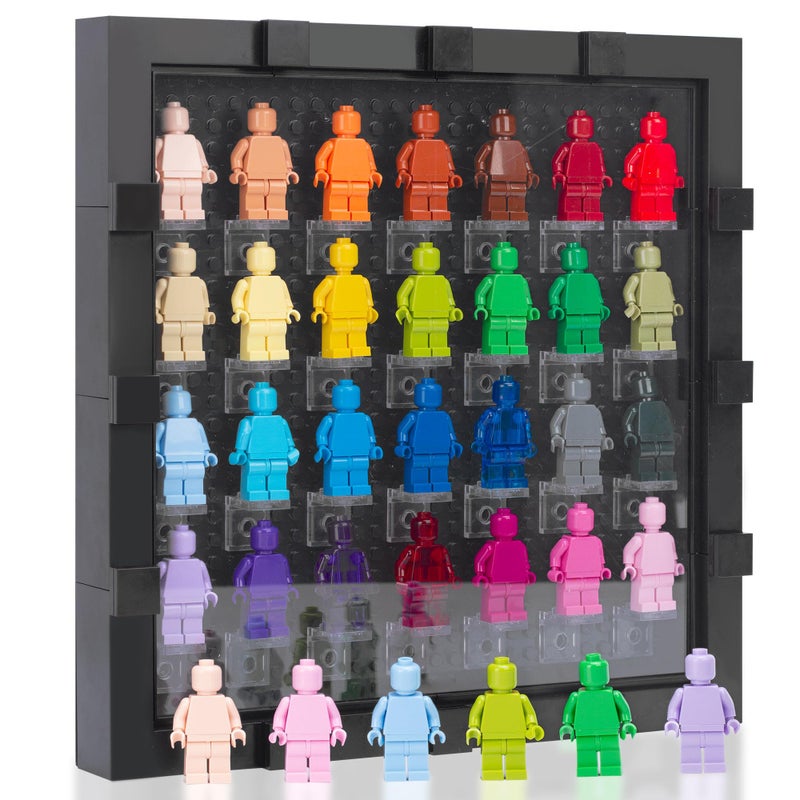 JOYMOMO Minifigure Display Case Collectible Shadow Box Buildable Wall for 28 Figure Display Case (Figures Not Included) (Black) - Image 1