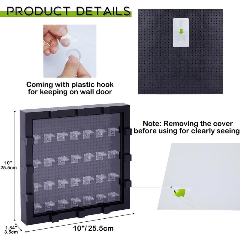 JOYMOMO Minifigure Display Case Collectible Shadow Box Buildable Wall for 28 Figure Display Case (Figures Not Included) (Black) - Image 2
